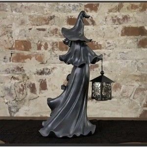 Cracker Barrel Black Resin Witch w/ LED Lantern New 2023 Halloween Decor NIB!